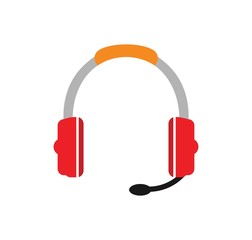 Headphones with microphone, headset icon. Support, Call center