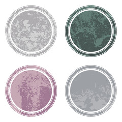 Set of templates of color round retro vintage grunge frames for greetings, promotion and price. Vector elements with scratched effect  for posters, sites, web, shops, websites, labels, design.