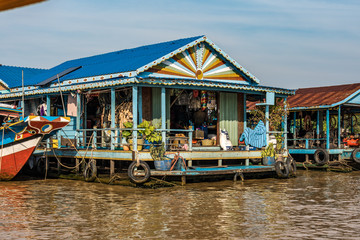 Fototapeta na wymiar Floating village, Cambodia, Tonle Sap, Koh Rong island.