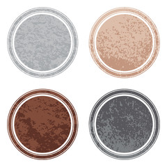 Set of templates of color round retro vintage grunge frames for greetings, promotion and price. Vector elements with scratched effect  for posters, sites, web, shops, websites, labels, design.