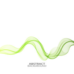  Horizontal lines of green wavy wave on a white background