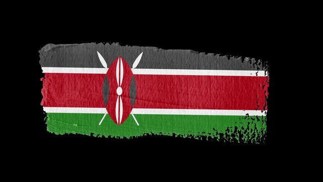 Kenya flag painted with a brush stroke