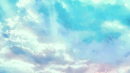 Poster Mooie lucht met wolken Expressief acrylschilderij © WhataWin