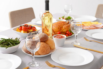 Table set for big family dinner