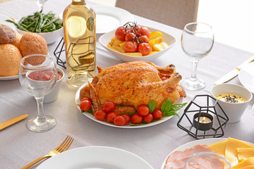 Table set for big family dinner