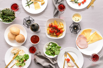 Table set for big family dinner
