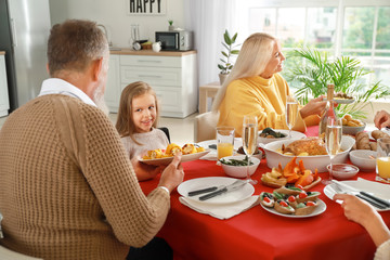 Big family having dinner at home