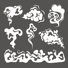 Cartoon smoke game isolated white vector graphic design isolated illustration set