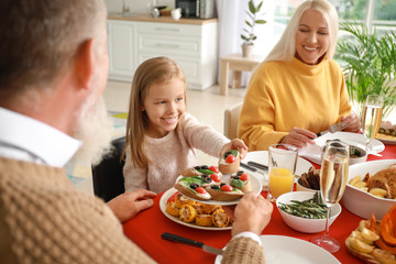 Big family having dinner at home