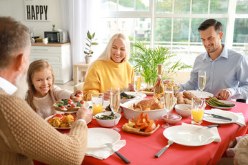 Big family having dinner at home