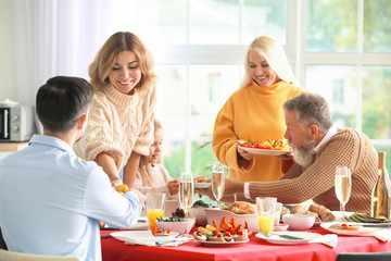 Big family having dinner at home
