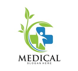 Medical pharmacy logo design template. vector logo. Medical icons