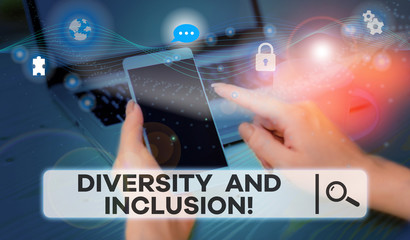Handwriting text Diversity And Inclusion. Conceptual photo range huanalysis difference includes race ethnicity gender Picture photo system network scheme modern technology smart device