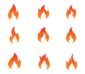 Fire flame logo set vector illustration design template