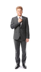 Portrait of handsome businessman on white background