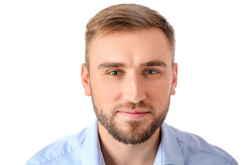 Portrait of handsome businessman on white background