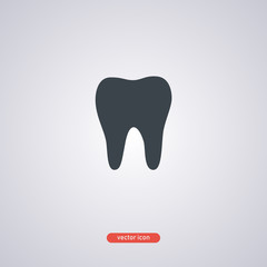Tooth icon in flat style isolated on gray background. Vector illustration.