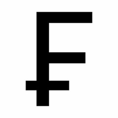 Obraz premium The illustration of the French Franc currency symbol on white background