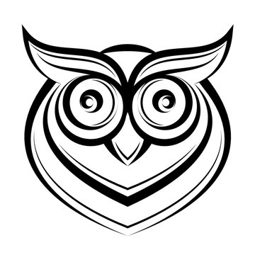 Owl head on a white background