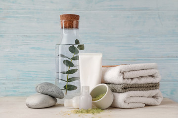 Composition with spa items on table