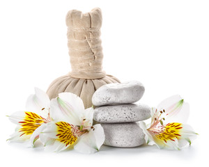 Composition with spa items on white background