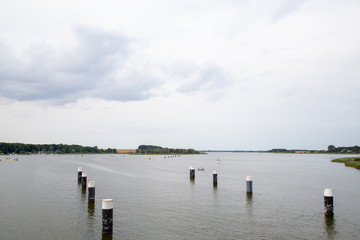 Obraz premium The view from the bridge to the Bodden from the Baltic Sea city Wolgast
