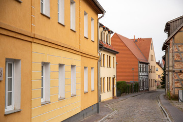 The streets of Wolgast with many old houses