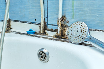 Black mold and fungus in the bathroom.