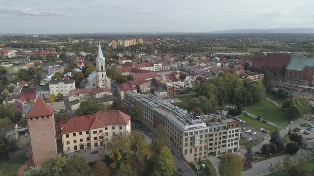 Aerial view of Oswiecim, the town beside the Auschwitz nazi concentration camp.