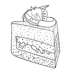 Cake with strawberry and jelly sketch