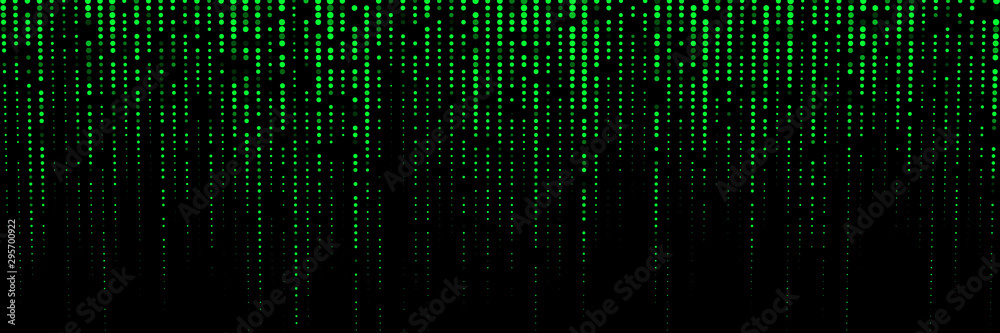 Aufkleber Abstract glitch green background. Vector particle pattern. Corrupted code.