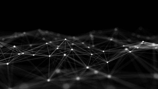 Network connection structure. Big data digital dark background. Science background with connected dots and lines. 3d rendering.