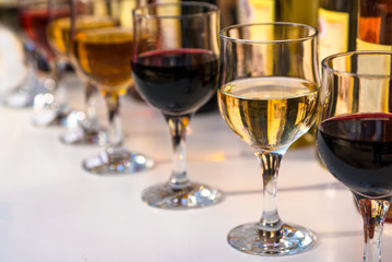 wine in glasses at the tasting.