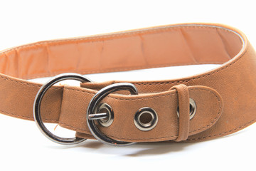 brown leather belt isolated on white background