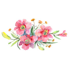 Bouquet floral botanical flowers. Watercolor background set. Isolated bouquets illustration element.