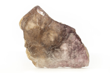 Lepidolite crystalline mineral from Brazil isolated on pure white background
