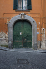 Ancient wood door. Naples, Italy.