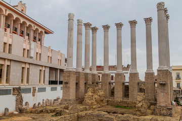 Remaining columns of the Roman temple of Cordoba, Spain