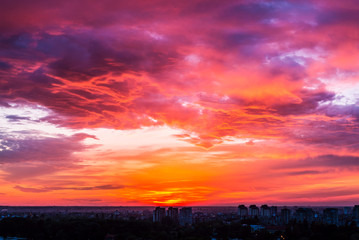 sunset over the city