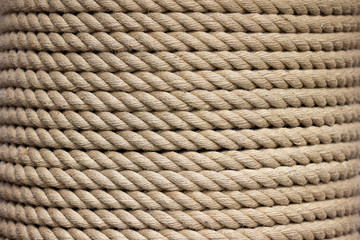 Photo of an old vintage rope. Natural warm light