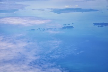 Phuket Thailand aerial drone bird's eye view photo of tropical sea, Indian Ocean, coast with Beautiful island south of Bangkok in the  Andaman Sea, near the Strait of Malacca. Asia. 