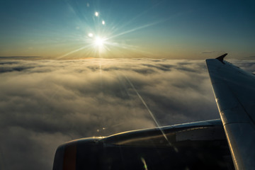 Evening in an airliner.
