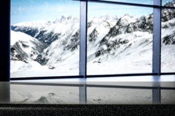 Winter background of free space and window space 