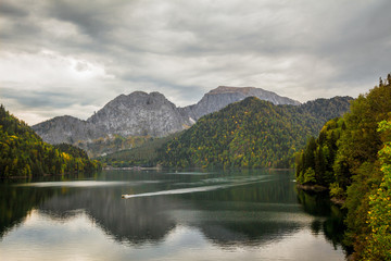 Lake Ritsa Abkhazia mountains water nature autumn trees