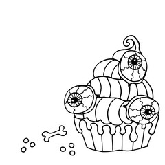 Halloween coloring page, line art Helloween isolated on the white background