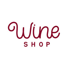 Hand drawn linear lettering logo. The inscription: Wine shop. Perfect design for logo, posters, banners, prints.