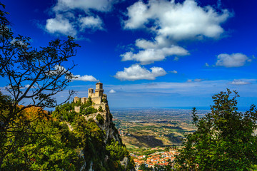 Scenic view of the Guaita Fortress (Prima Torre or La Rocca), San Marino