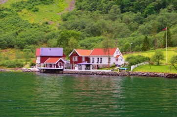 Fototapeta na wymiar Sognefjord shores in Norway