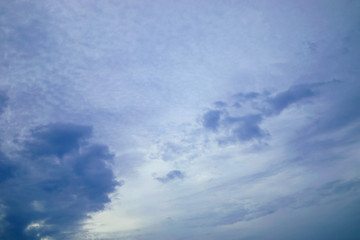 White cloudy with blue sky background.