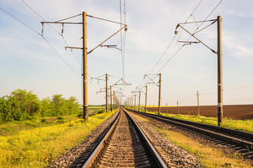 Fototapeta na wymiar Railways in two directions
